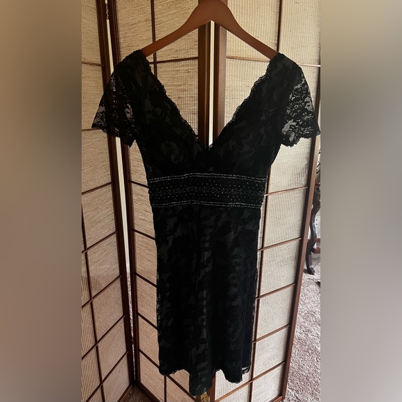 Oc by Oc (Oleg Cassini) y2k vintage lace and satin beaded goth semiformal dress - Picture 7 of 10